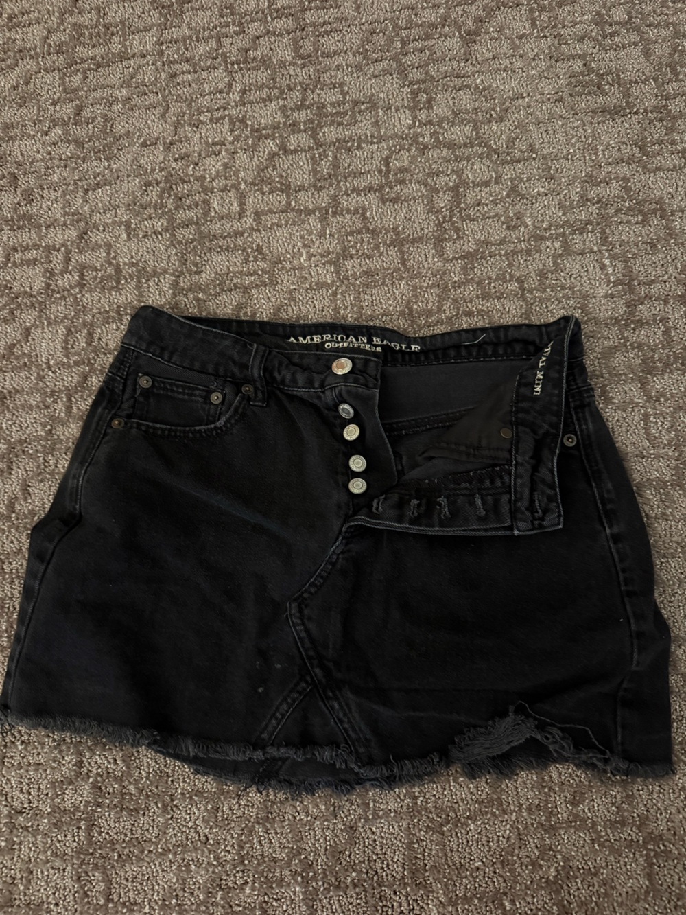 American Eagle Outfitters Black High-Rise Button-Fly Jeans